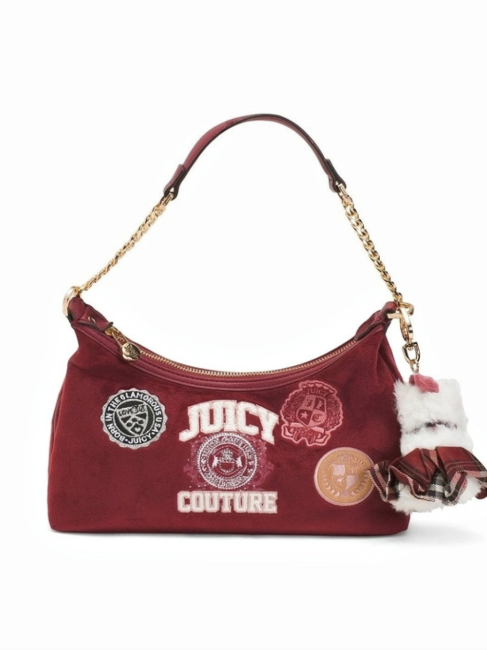 💜▪️Juicy Couture Red Velour Vatisty Cranberry Shoulder Bag